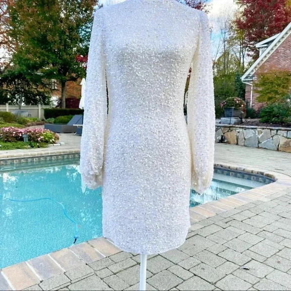 NWT BHLDN Goldie Dress Mini White Long Sleeve - Picture 9 of 11